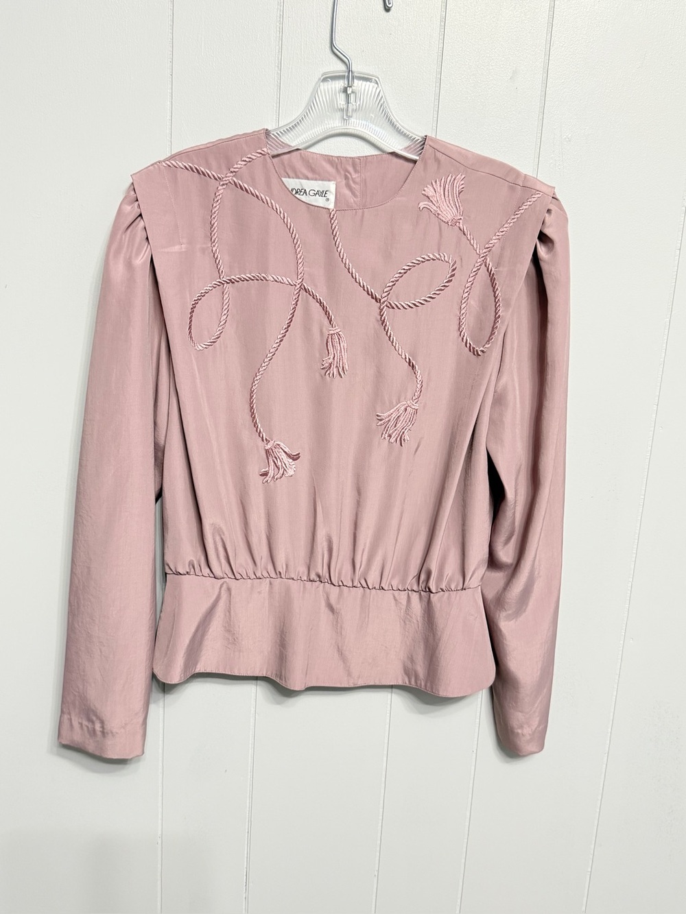 #17)  Rosa Café Pink Embroidered Long-Sleeve Blouse